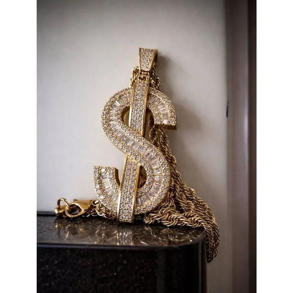 Large Dollar Sign Necklace - Picture 1 of 3